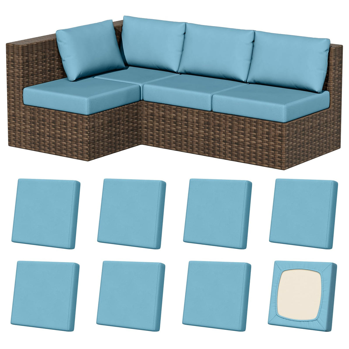Vorshape pack frontal de 8 fundas mostrando ajuste ordenado y renovación