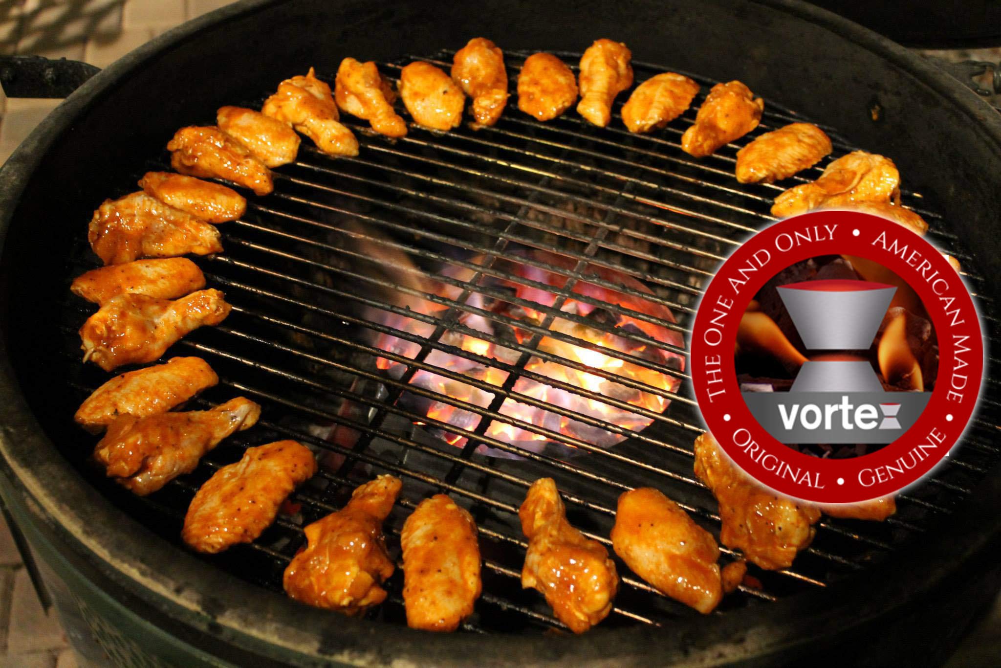 VORTEX instalado en Weber Kettle demostrando compatibilidad