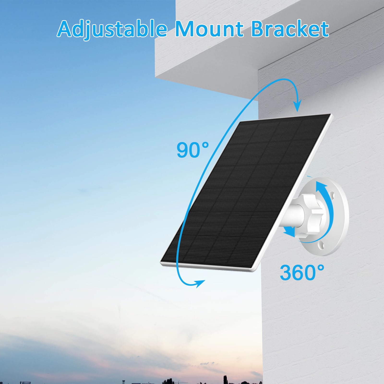 VUEBEE panel solar conectado a cámara exterior asegura energía continua
