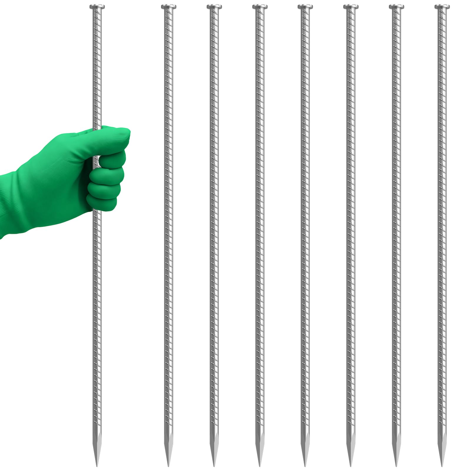VVOKGO paquete frontal de 8 estacas muestra robustez y durabilidad