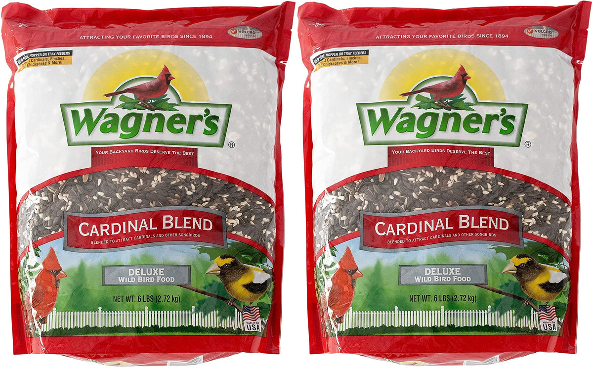 Wagner's saco frontal del producto mostrando la marca y mezcla, atrae cardenales fácilmente
