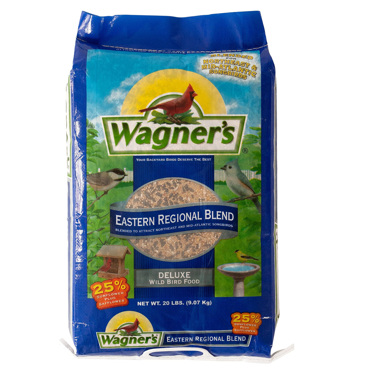 Wagner's bolsa frontal 20 lb que muestra la marca y promueve más aves en tu patio