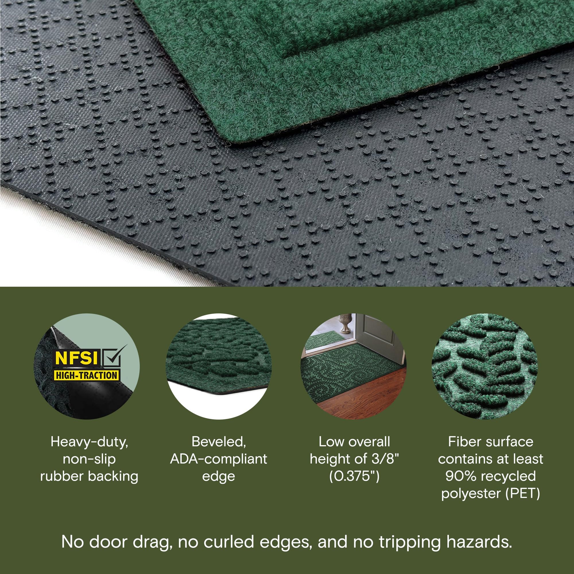 WaterHog Boxwood colocado en umbral exterior protegiendo suelos