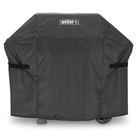 Weber funda frontal colocada sobre parrilla, protege de lluvia y polvo