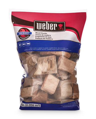 Weber primer plano de trozo de Hickory mostrando textura y ardorable