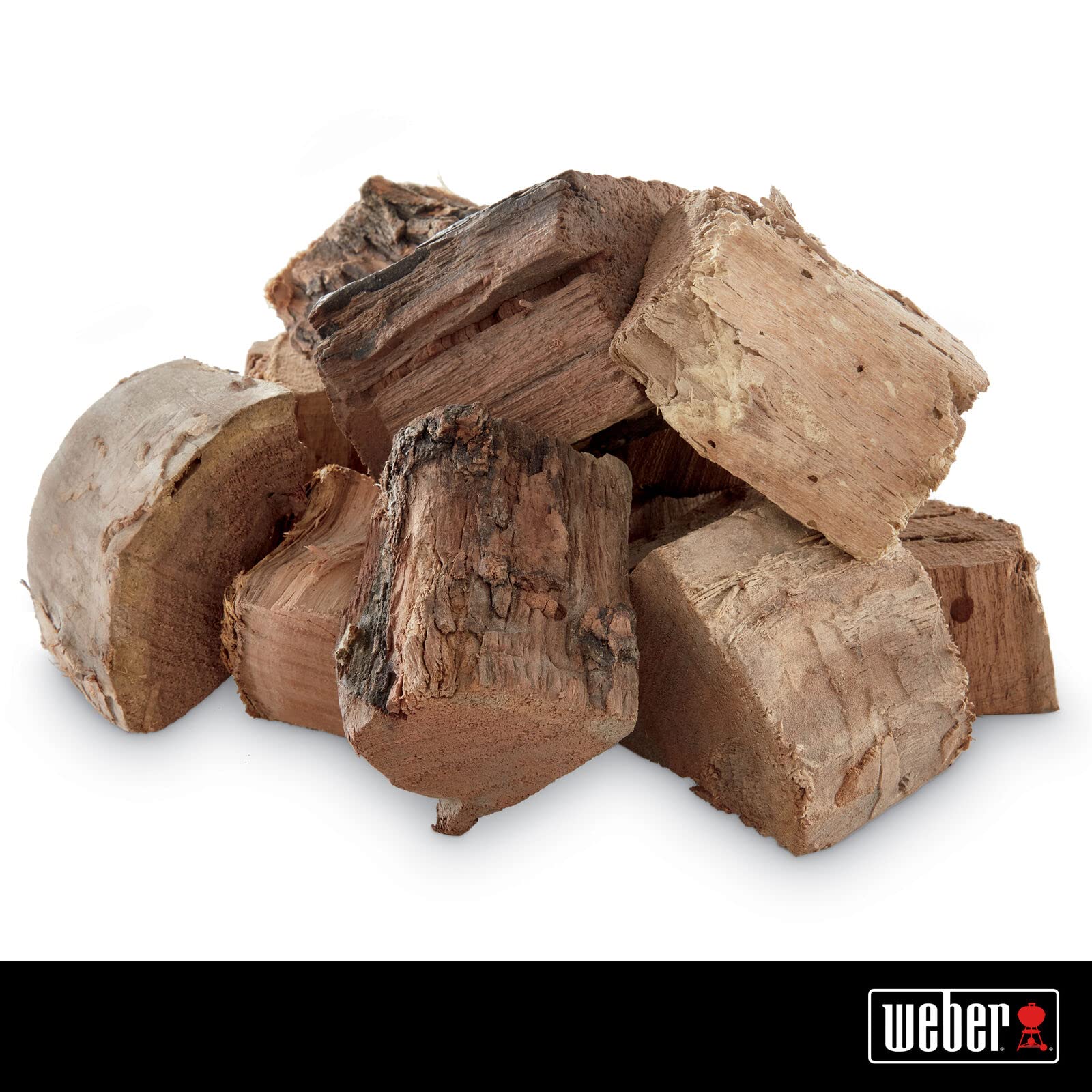 Weber primer plano de trozos de mesquite con textura para mejor combustión