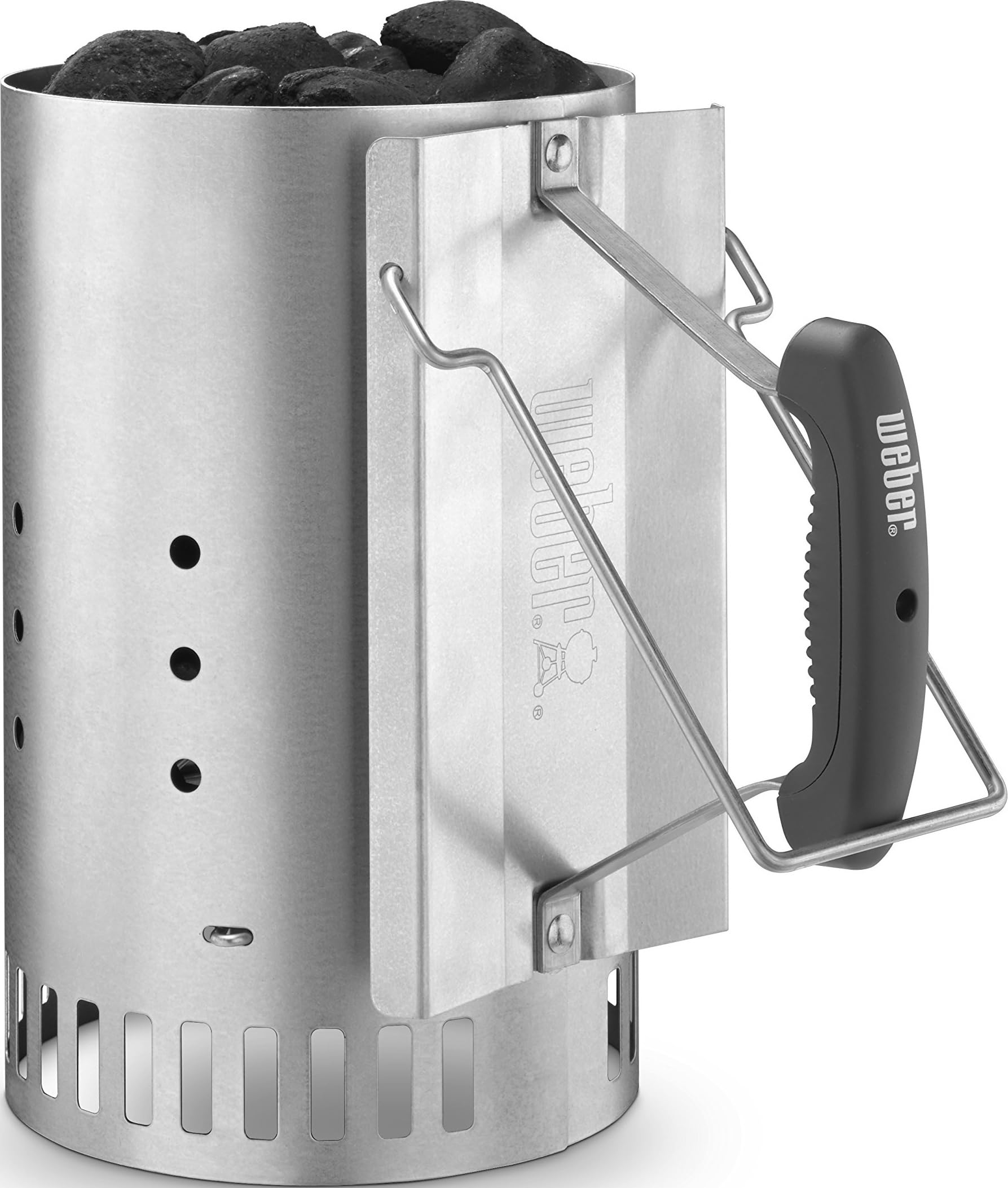 Weber chimenea frontal mostrando diseño y capacidad rápida