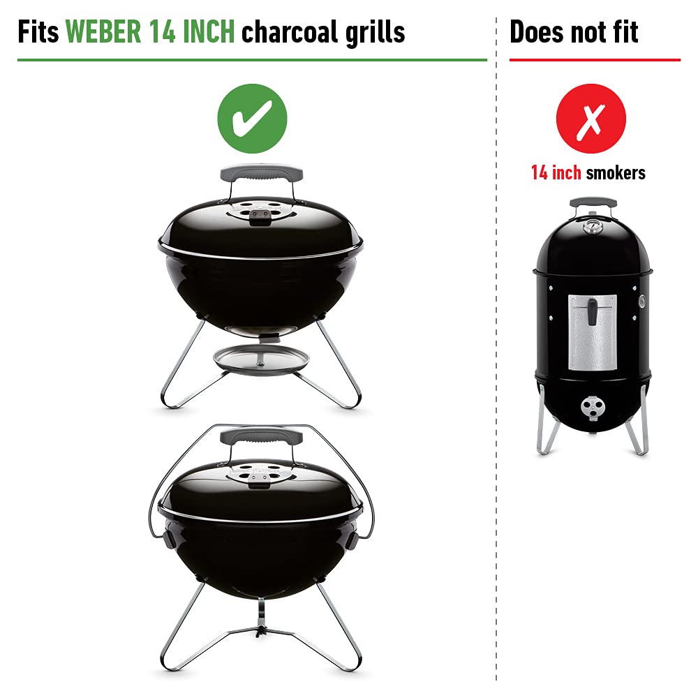 Weber rejilla instalada en parrilla Smokey Joe con carbón listo para cocinar