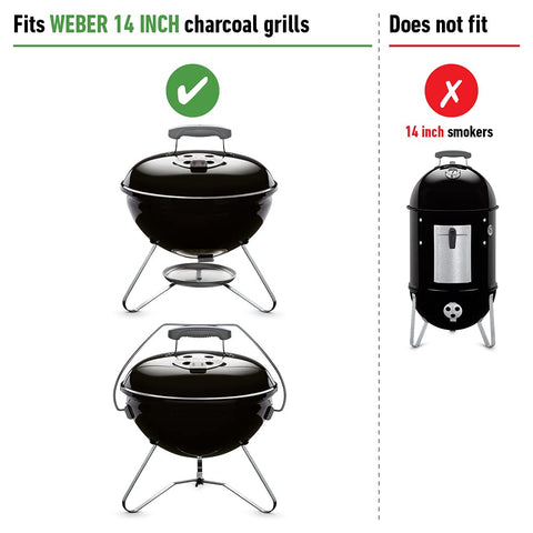 Weber rejilla instalada en parrilla Smokey Joe con carbón listo para cocinar