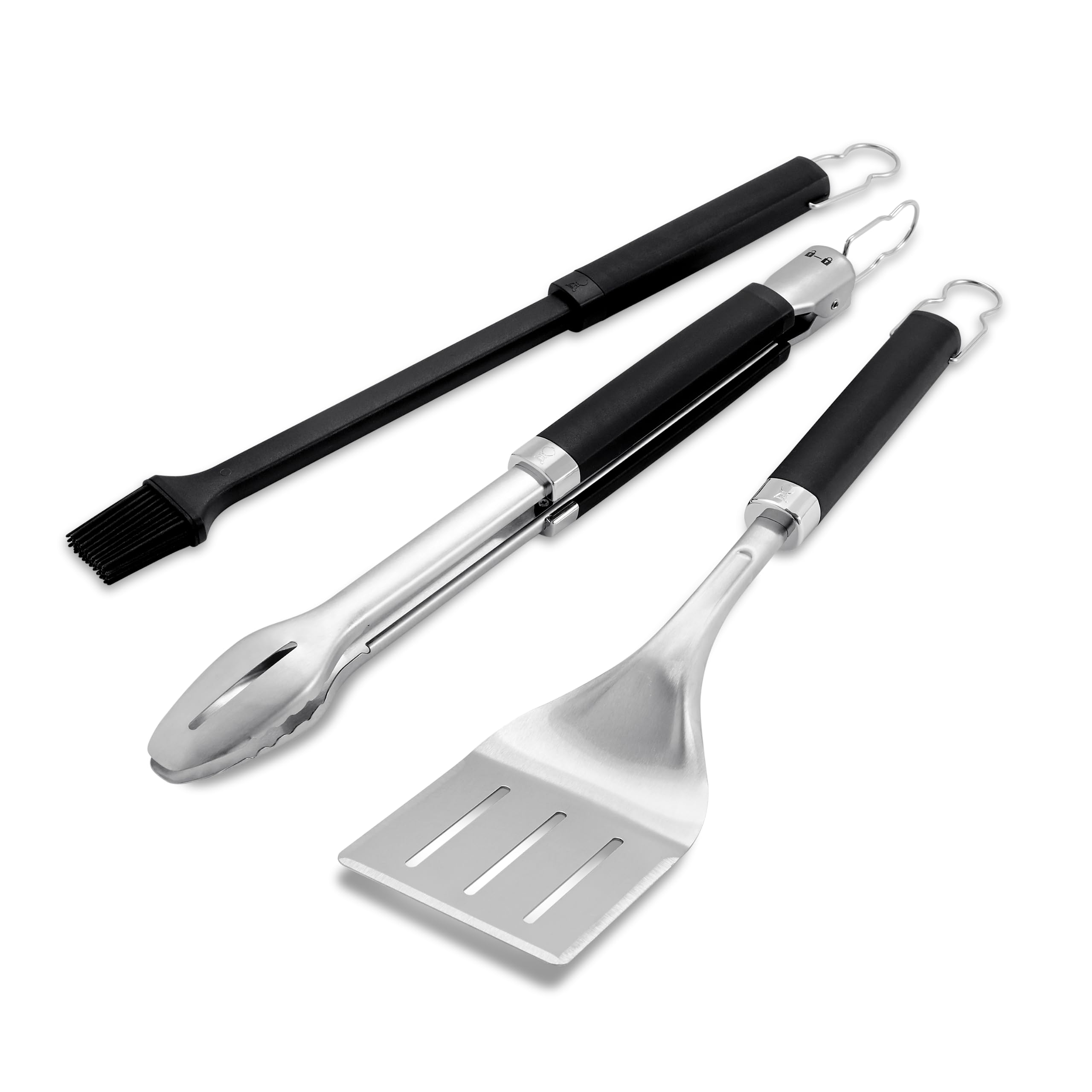 Weber set precisión vista frontal con tres utensilios para control en la parrilla