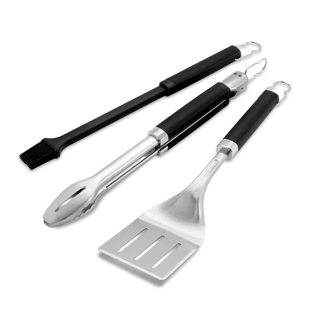 Weber set precisión vista frontal con tres utensilios para control en la parrilla