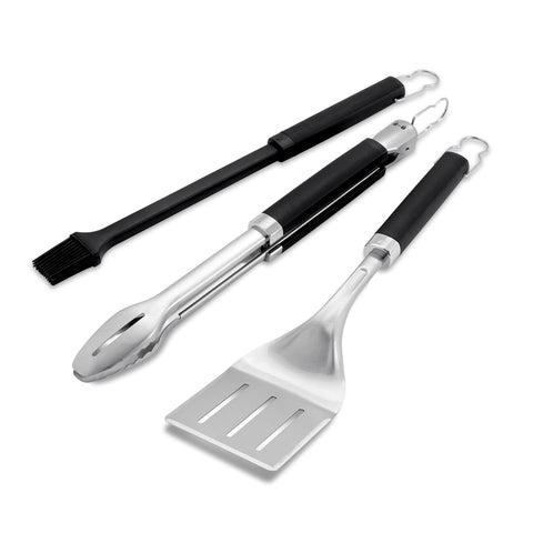 Weber set precisión vista frontal con tres utensilios para control en la parrilla