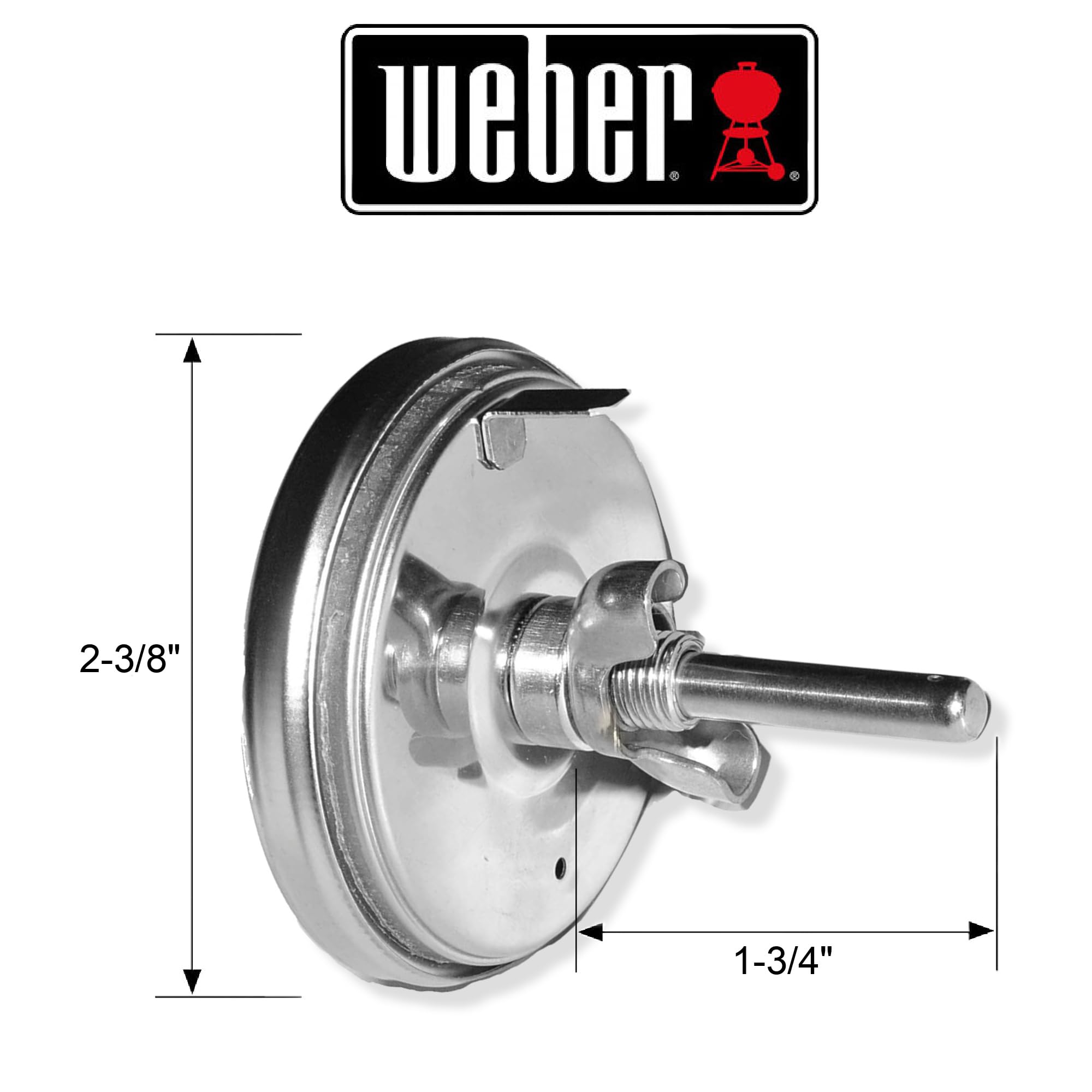Weber primer plano de la esfera del termómetro con marcadores legibles