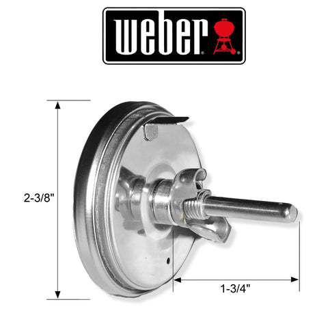 Weber primer plano de la esfera del termómetro con marcadores legibles