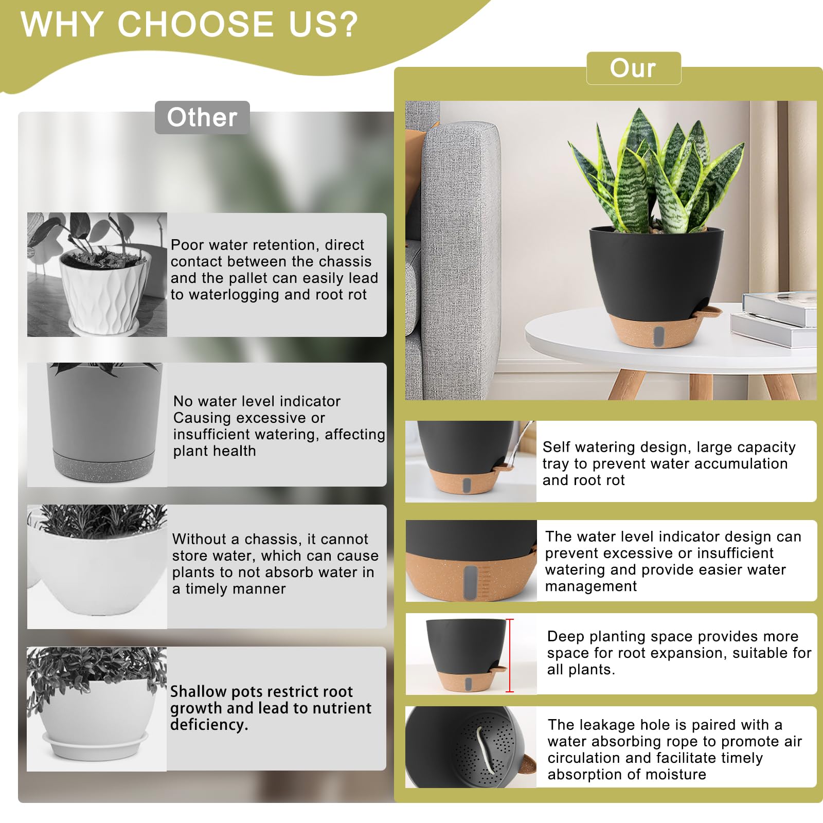 WEICHENGXING maceta en balcón decoración funcional para plantas