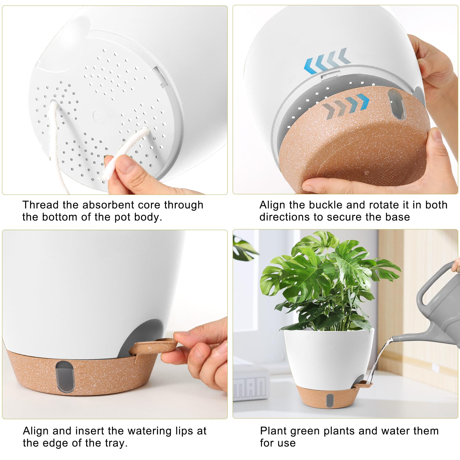 WEICHENGXING vista superior comparando los tres tamaños útiles para plantas