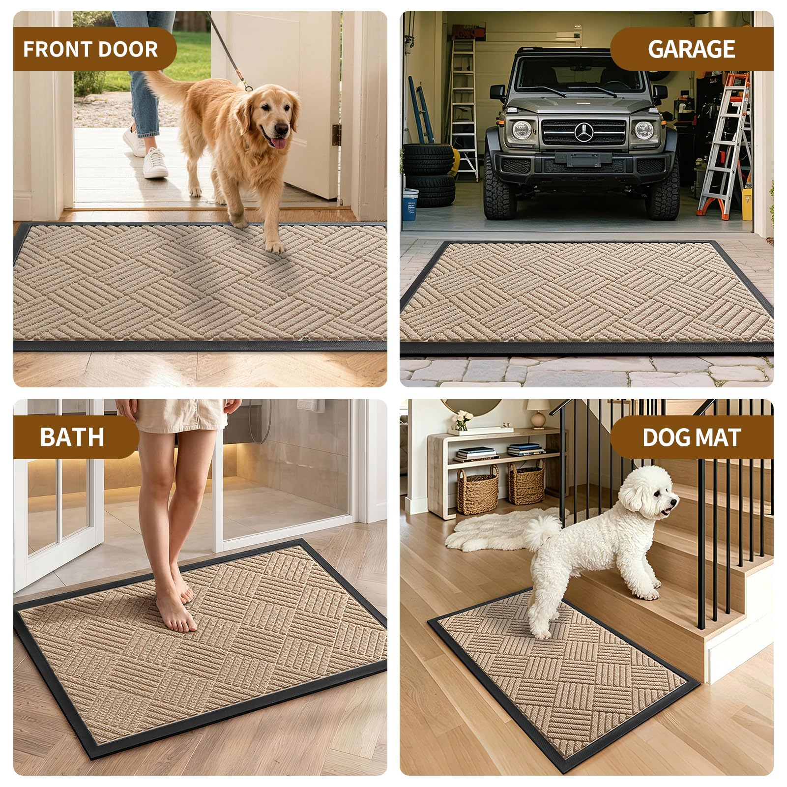 WELDUN felpudo junto a mascota con patas sucias para control de barro
