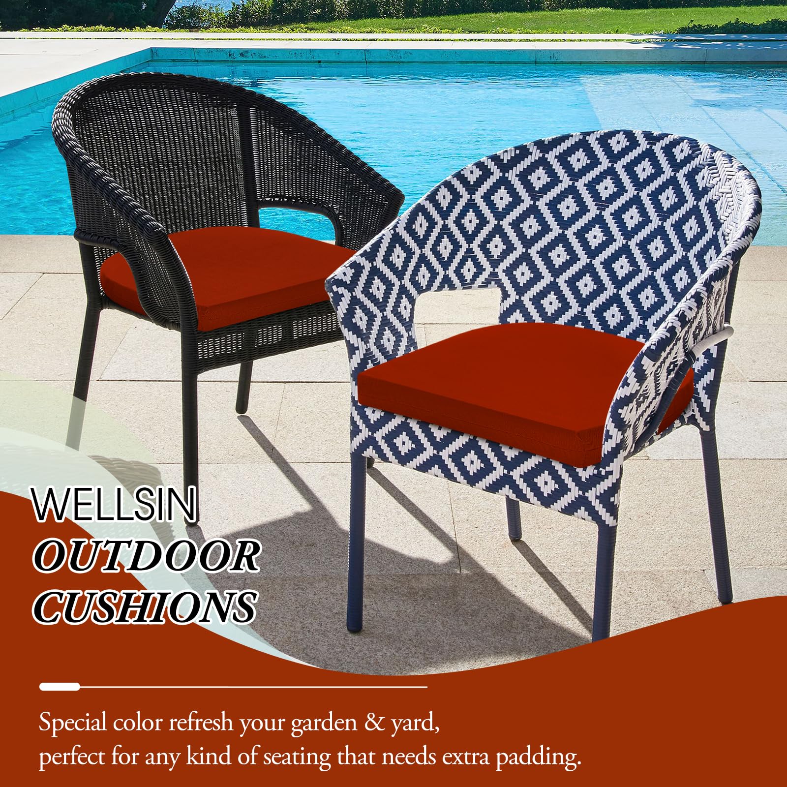 Wellsin ambiente terraza con cojines brick red, estilo y resistencia exterior