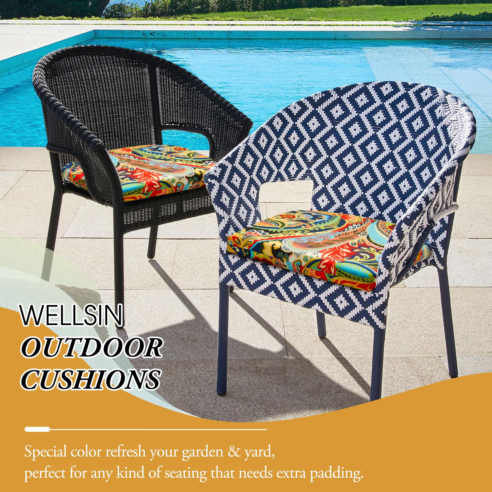 Wellsin cojines en patio mostrando estilo exterior y uso cotidiano