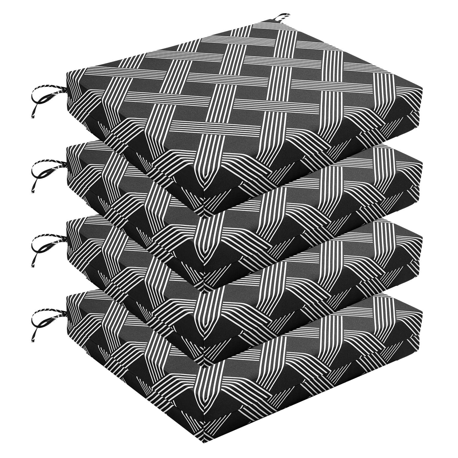 Wellsin cojín frontal mostrando diseño negro geométrico y comodidad