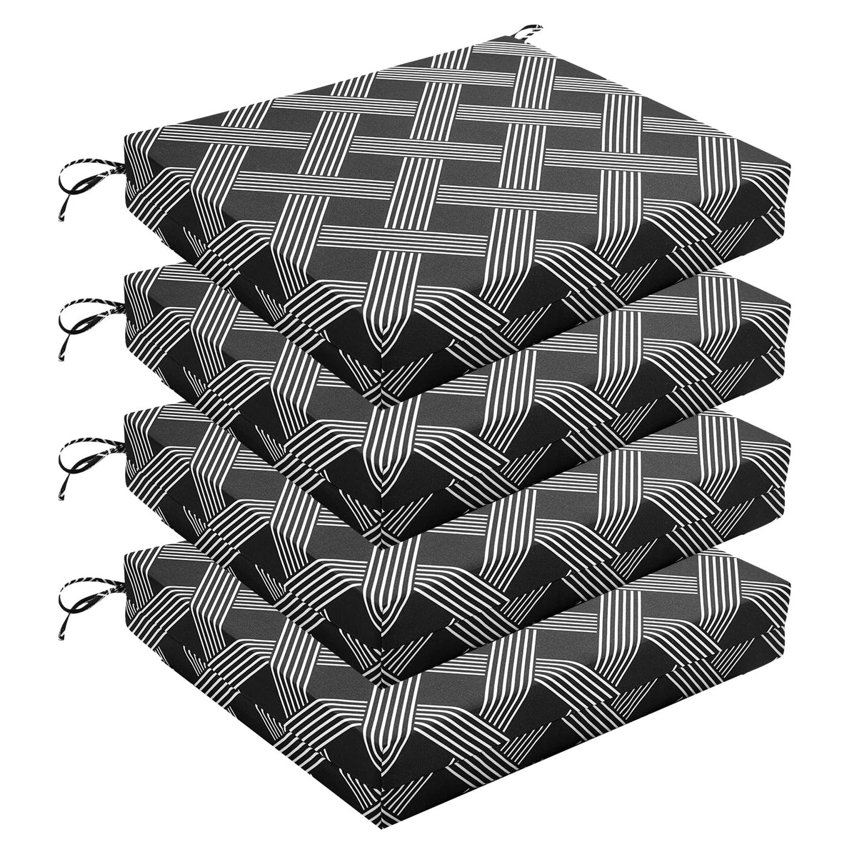 Wellsin cojín frontal mostrando diseño negro geométrico y comodidad