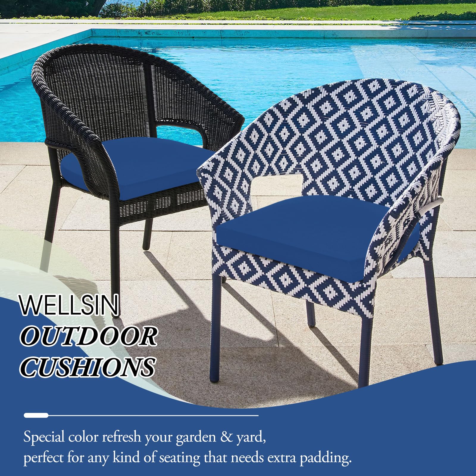Wellsin cojines en terraza ambientada mostrando estilo y durabilidad