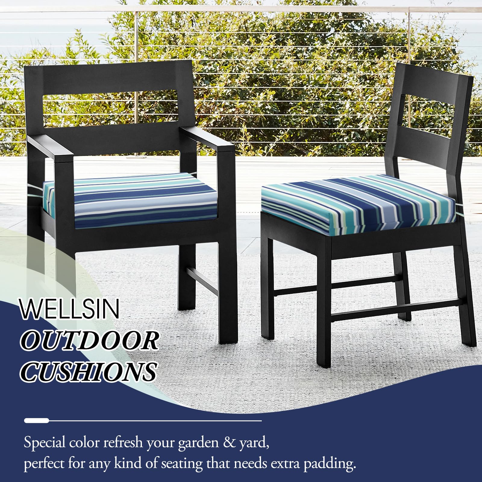 Wellsin cojines en terraza creando ambiente acogedor y moderno