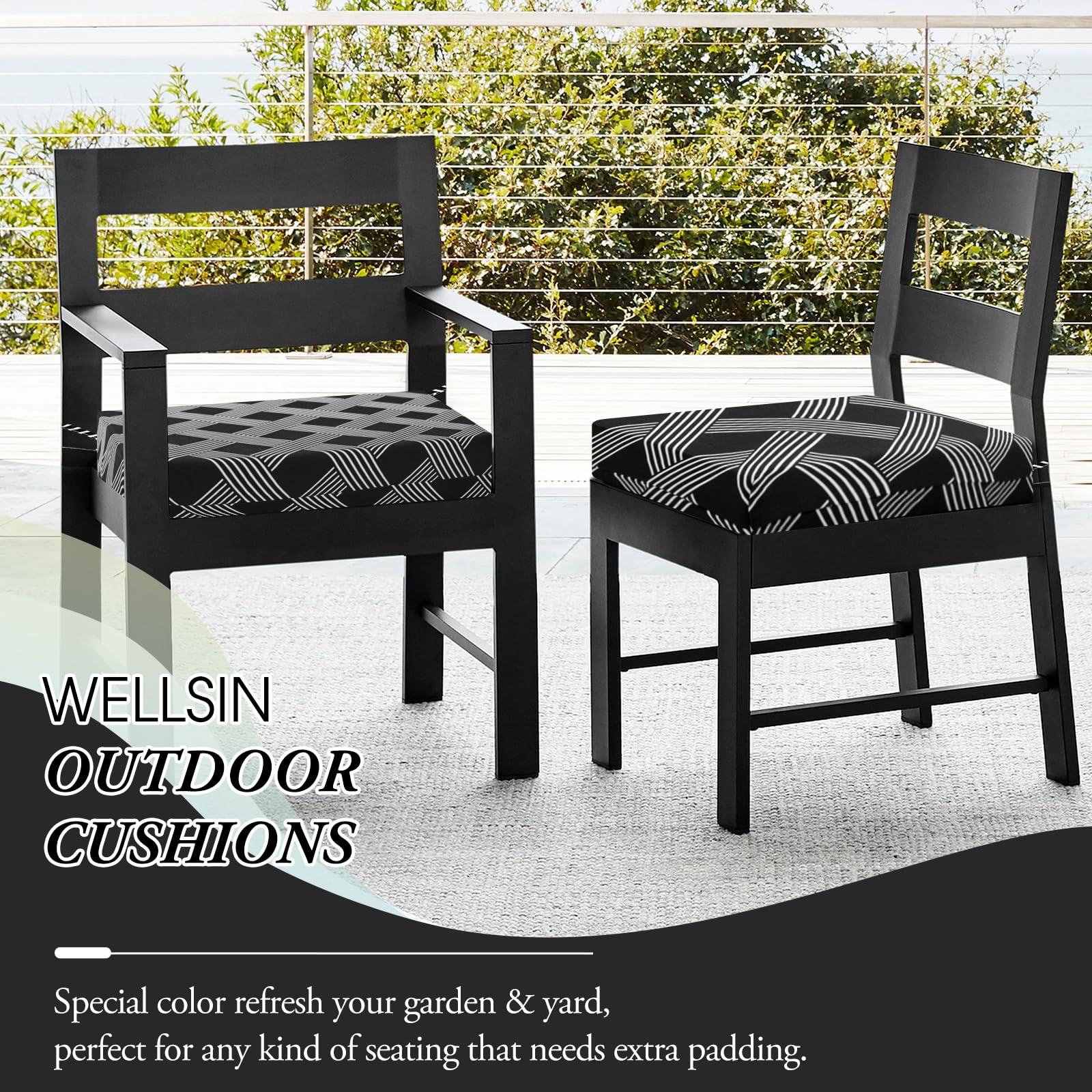 Wellsin paquete de 4 cojines listos para usar en sillas de exterior