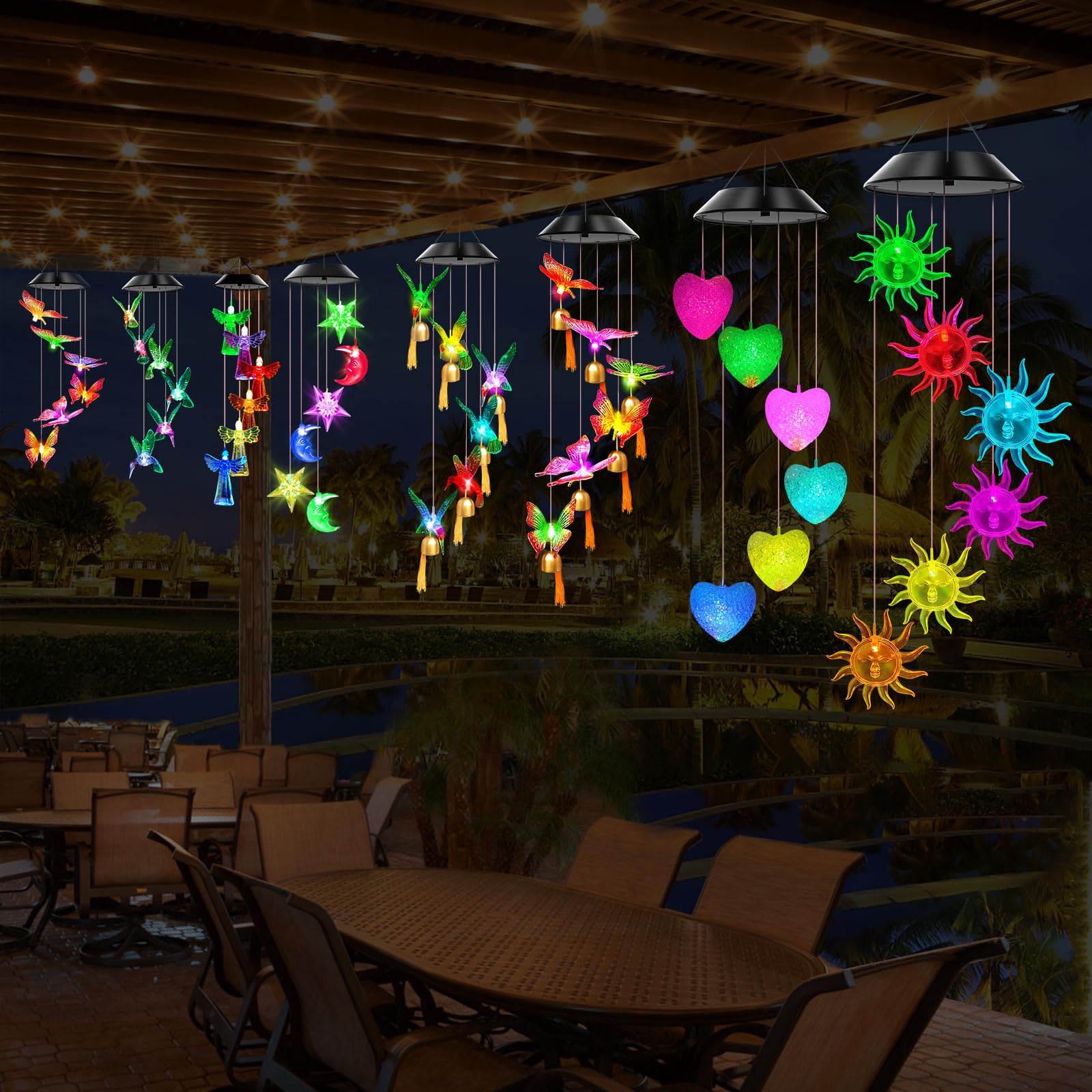 WENANA luces coloridas encendidas en jardín aportando ambiente