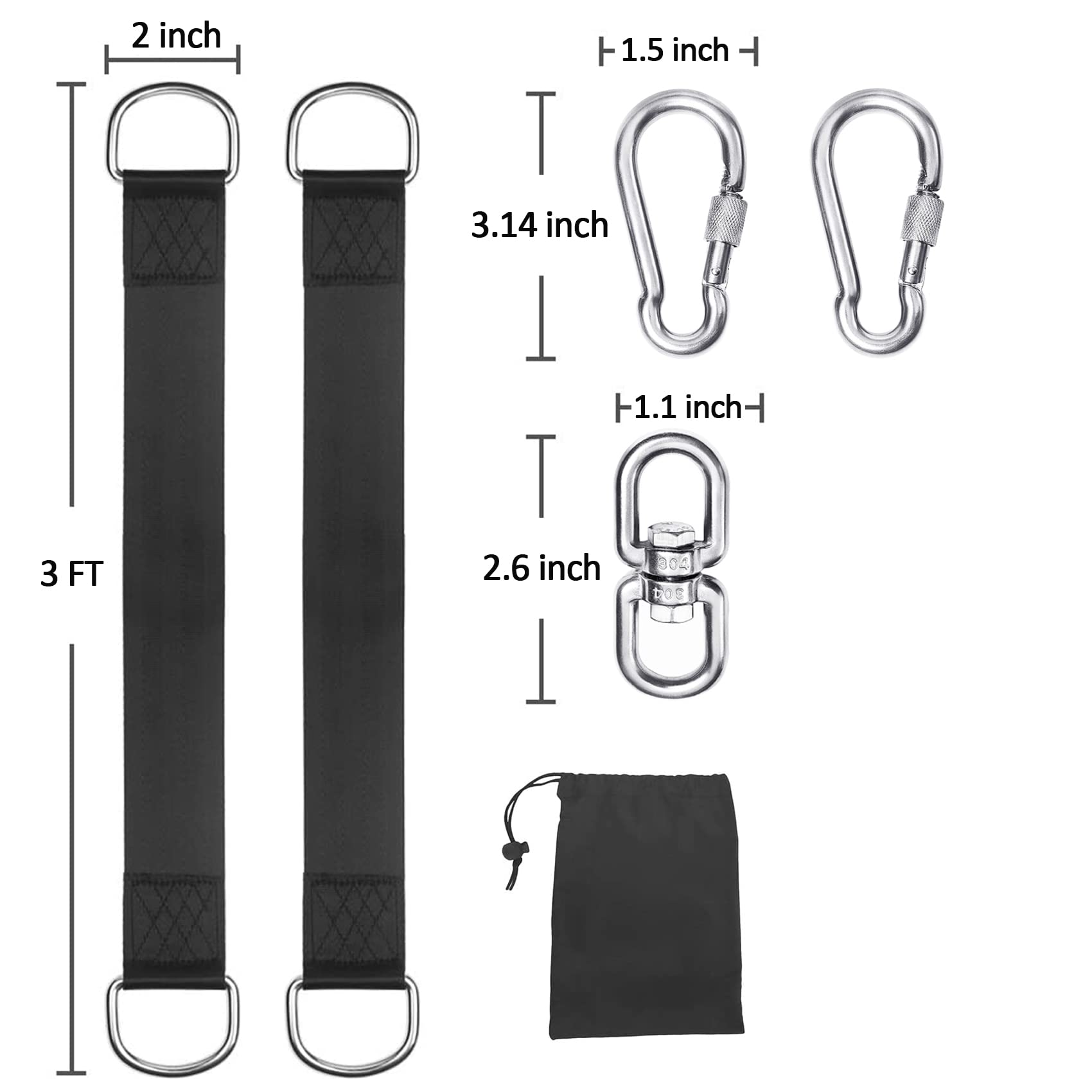 Werflyto correas 3FT extendidas para medir altura y alcance práctico