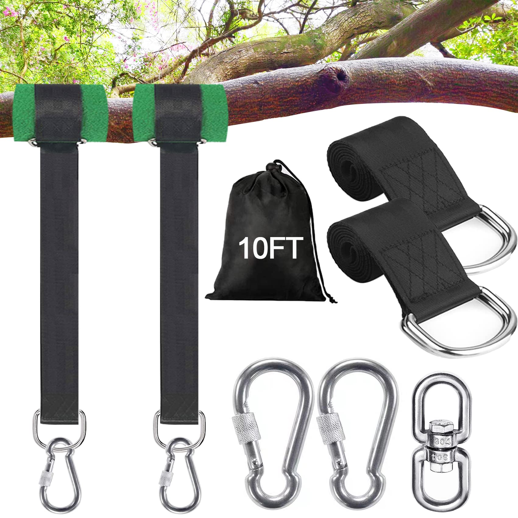 Werflyto frontal del paquete mostrando correas 10FT y accesorios, seguridad inmediata