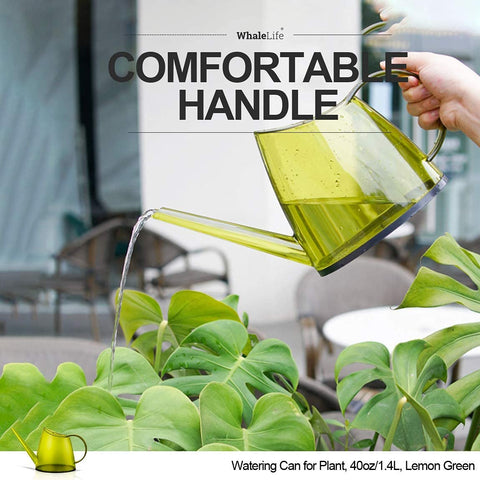 WhaleLife regadera en uso sobre escritorio, riego ordenado de plantas