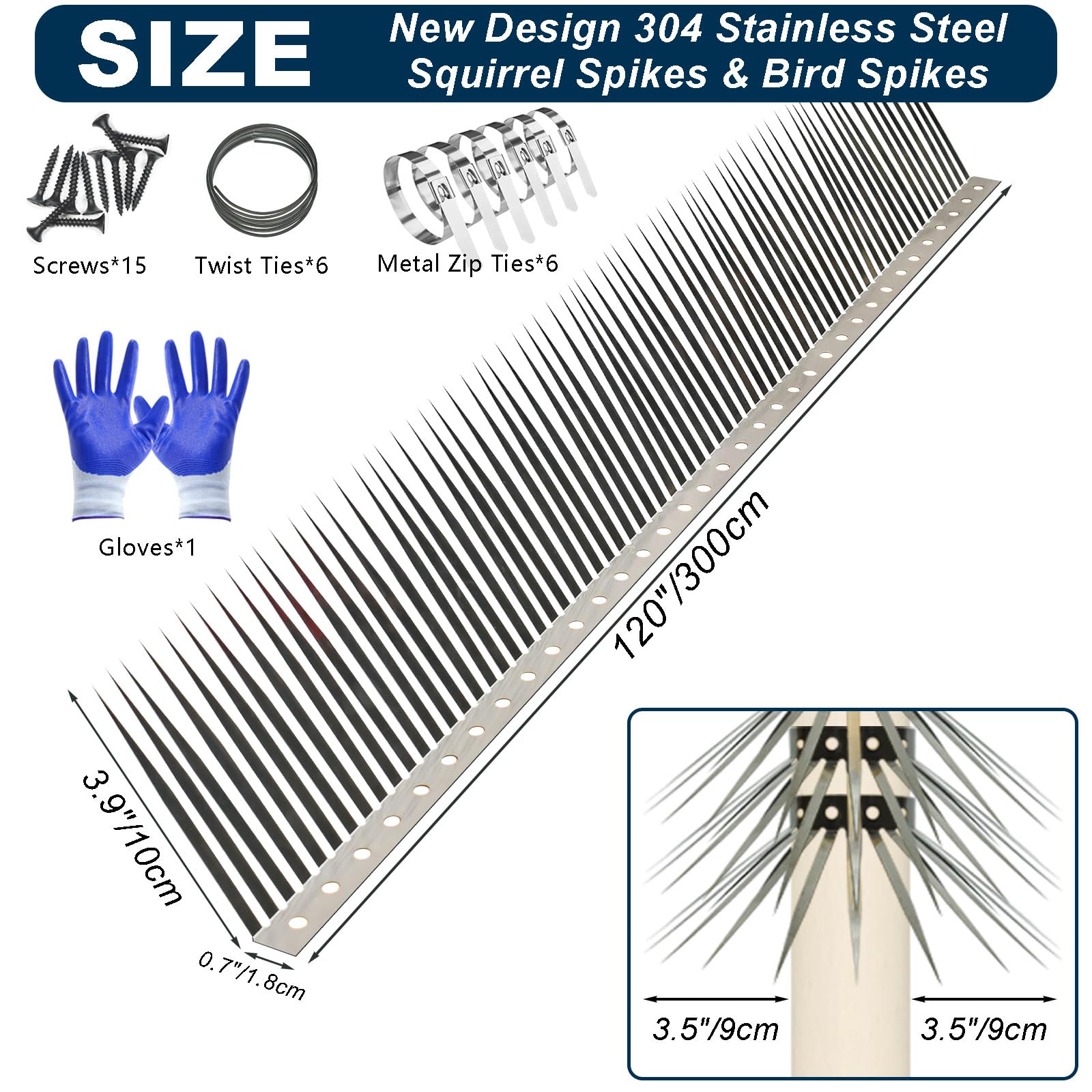 WHCDSTGJ primer plano de picos de acero inoxidable, durabilidad exterior
