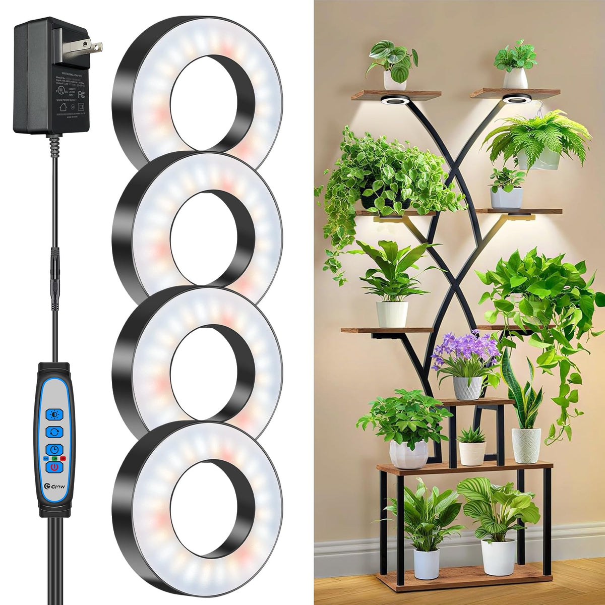 Wiaxulay vista frontal del panel LED, iluminación precisa para macetas