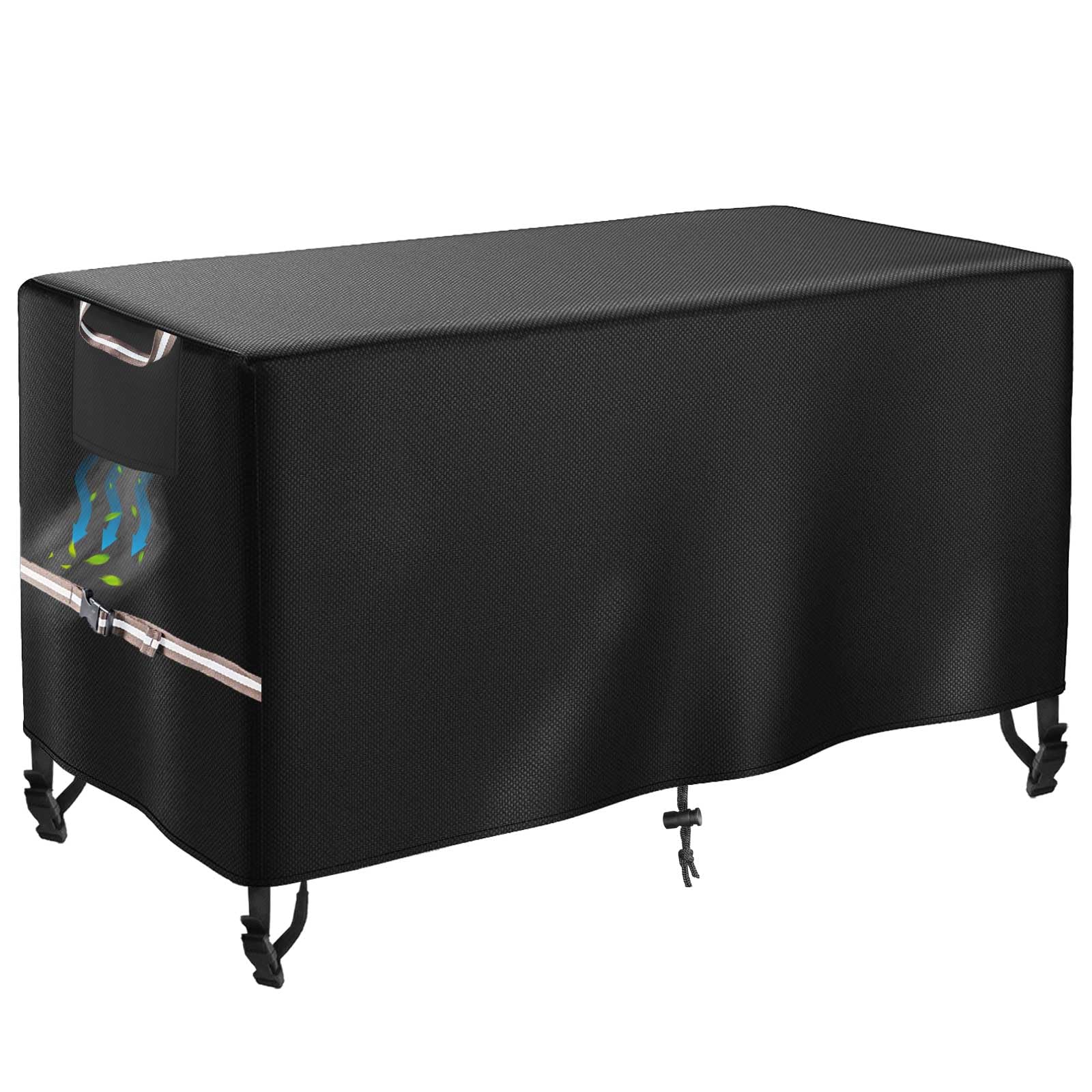 WICKTICK vista frontal de la funda cubriendo mesa de fuego, protección completa