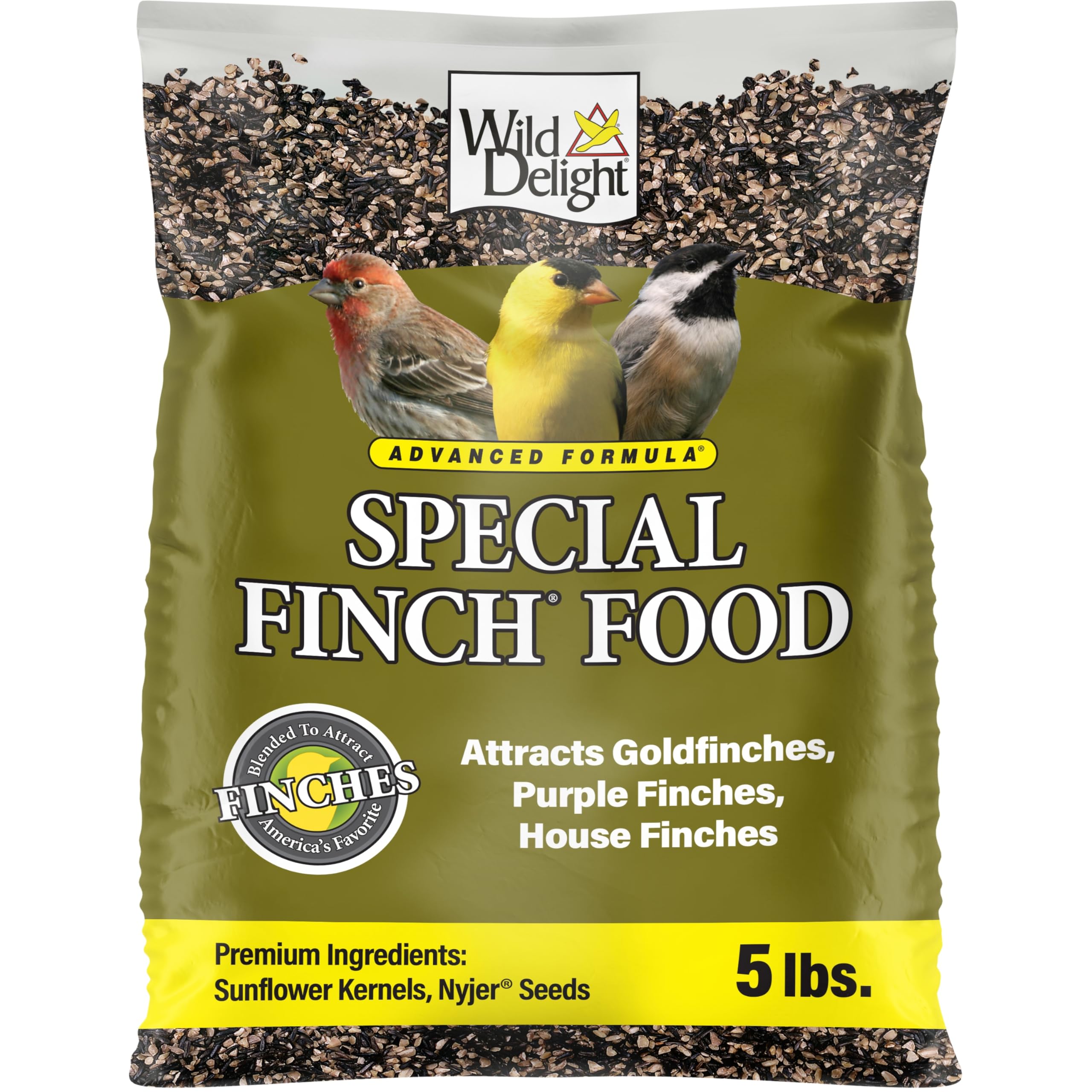 Wild Delight bolsa frontal 5 lb mostrando mezcla premium y beneficio atracción