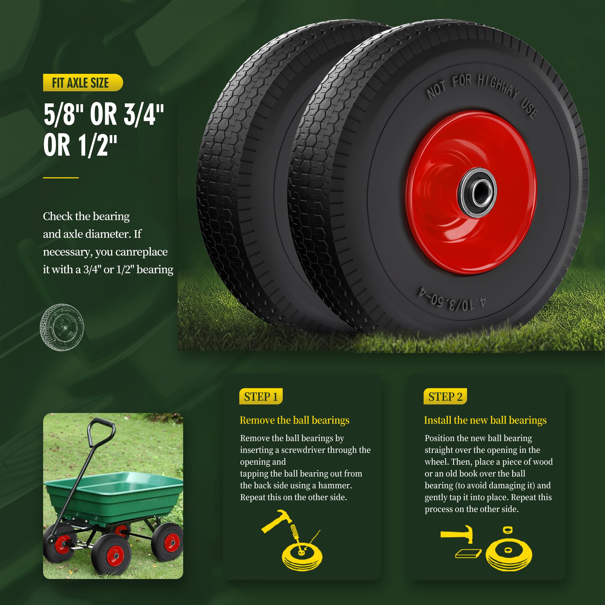 Wiltire ruedas instaladas en jardín mostrando versatilidad