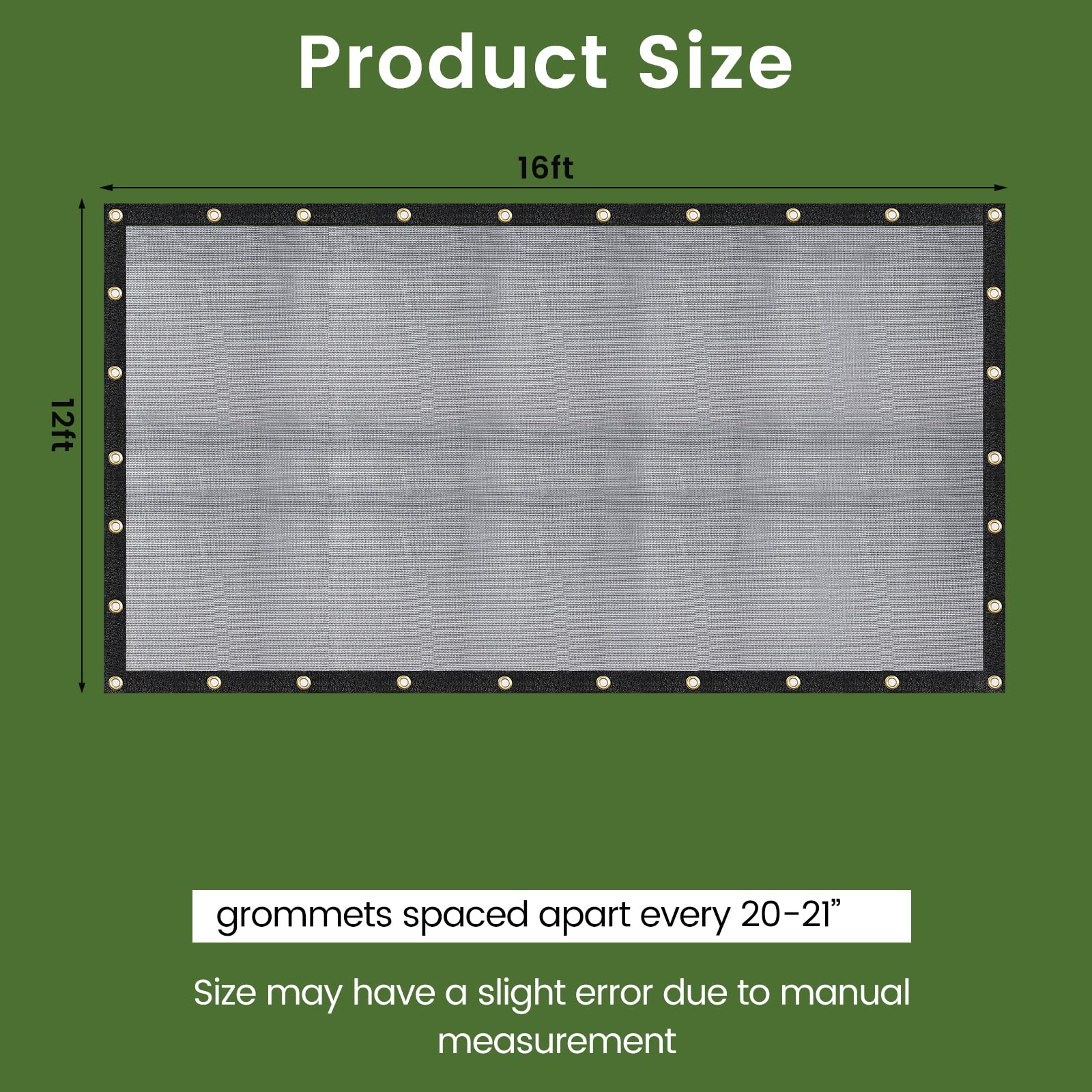WindscreenSupplyCo comparación de tamaño 12x16 ft para planificar cobertura