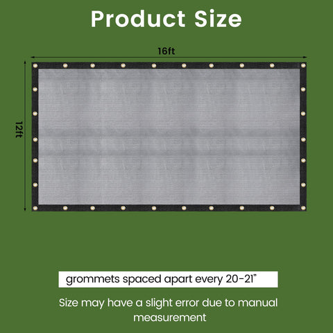 WindscreenSupplyCo comparación de tamaño 12x16 ft para planificar cobertura