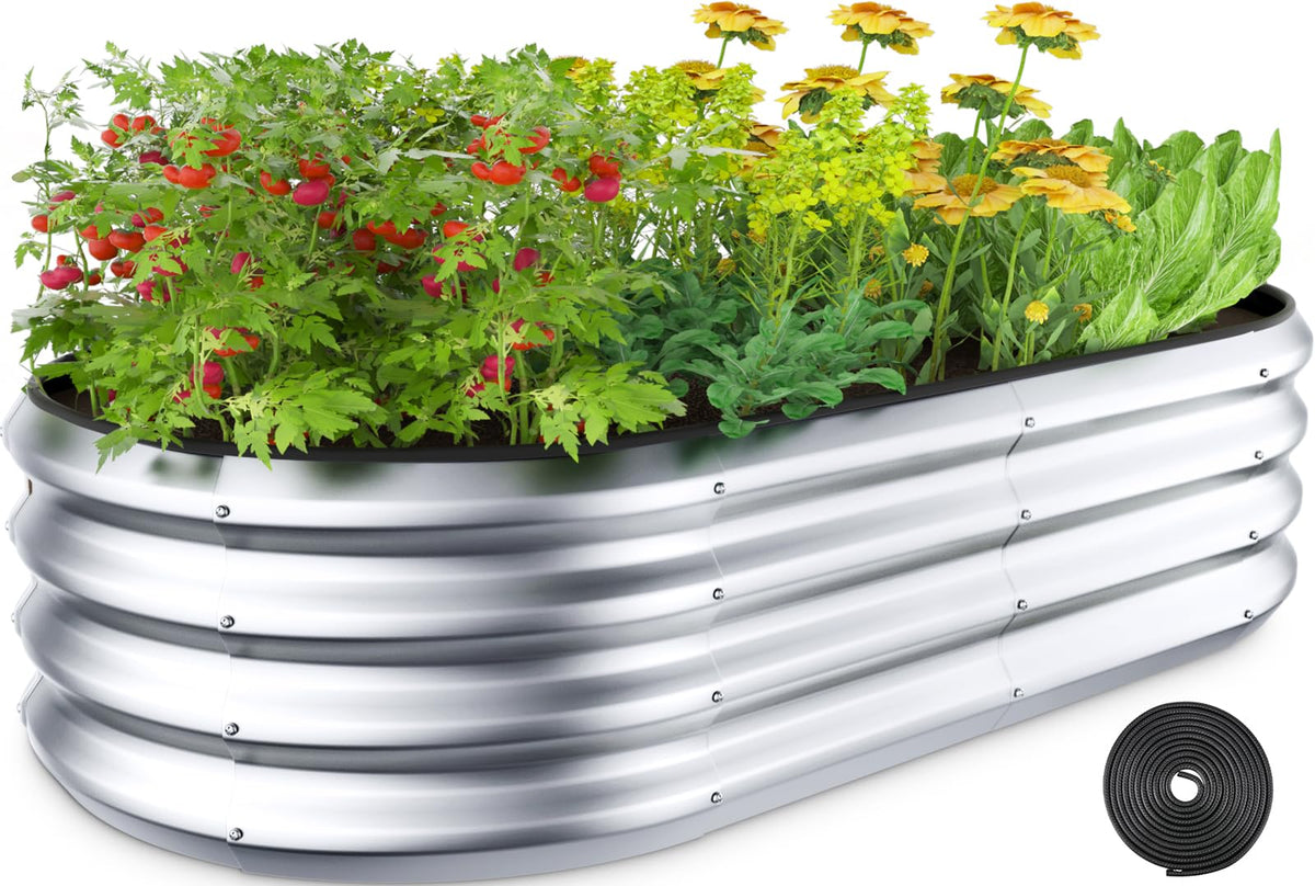 Winpull vista frontal de jardinera galvanizada resistente para huertos