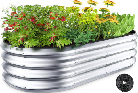 Winpull vista frontal de jardinera galvanizada resistente para huertos