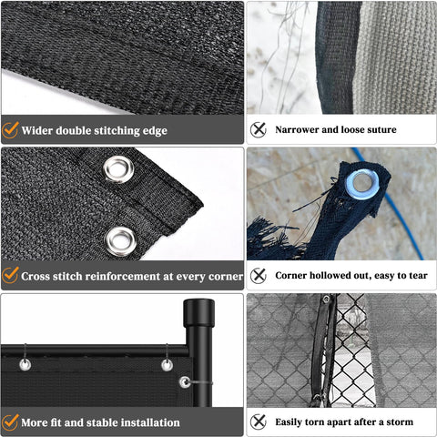 Winpull malla fijada en cerca de madera mostrando compatibilidad y aspecto limpio