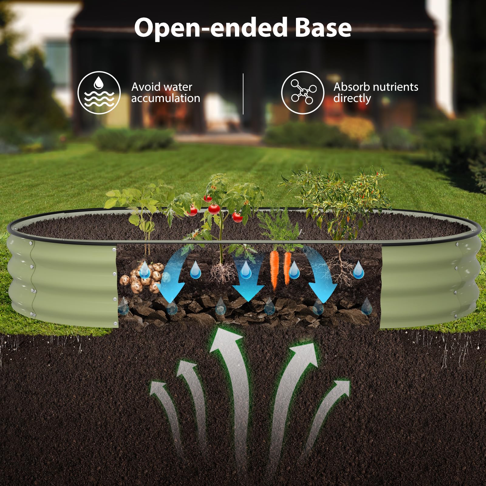 Winpull jardinera llena de flores y hierbas demostrando capacidad de cultivo