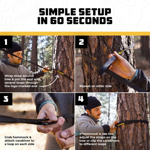Wise Owl Outfitters hamaca instalada junto a fogata para dormir al aire libre
