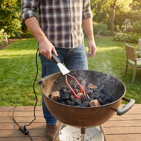 WishDirect placa metálica apoyada en el costado del asador para uso manos libres