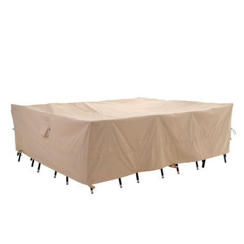 WJ-X3 vista frontal de la funda beige protegiendo muebles eficazmente