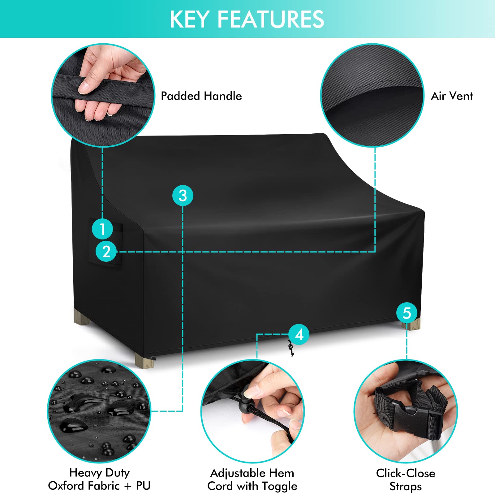 WLEAFJ funda instalada en sofá exterior mostrando protección completa