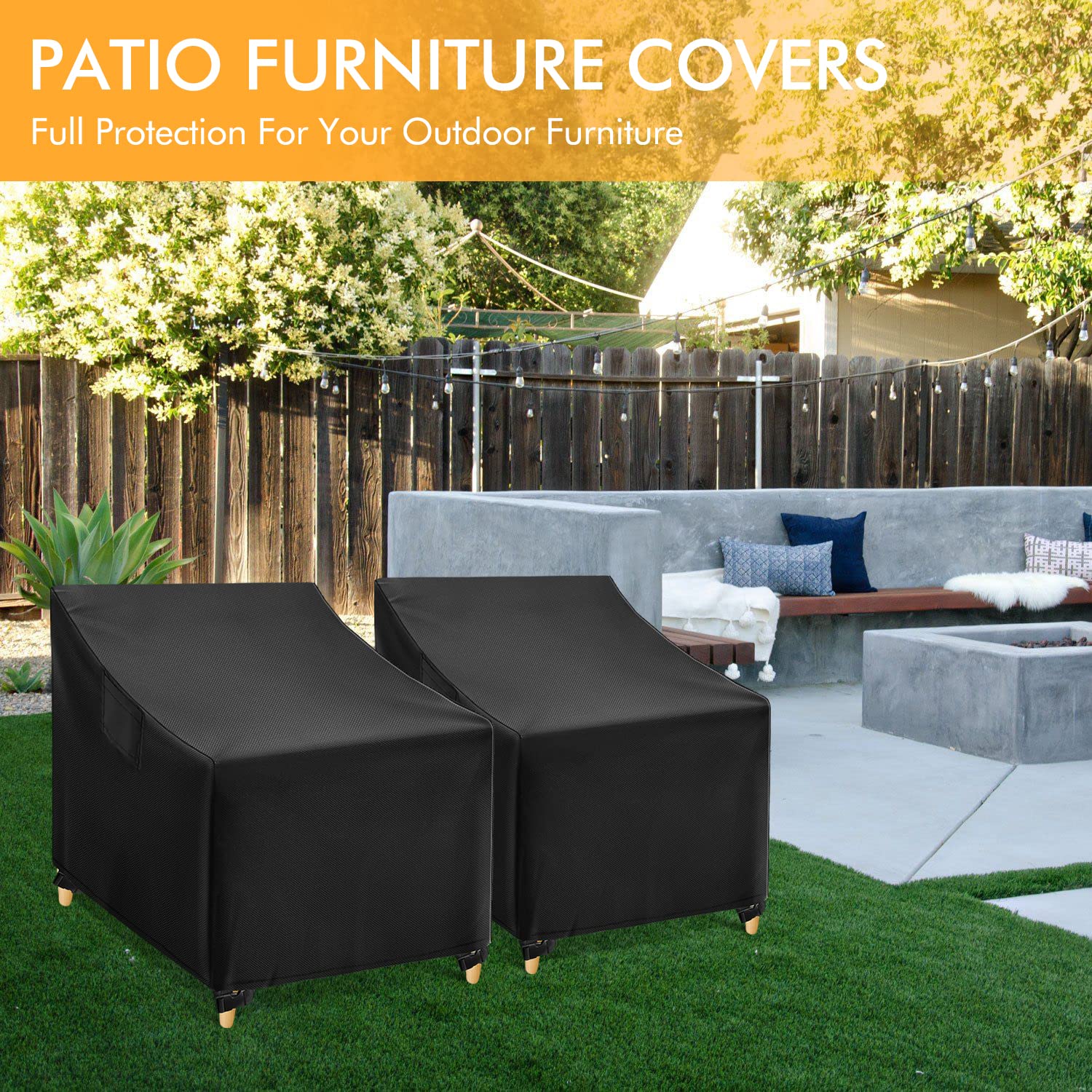 WLEAFJ funda instalada en patio, protege muebles de lluvia y polvo