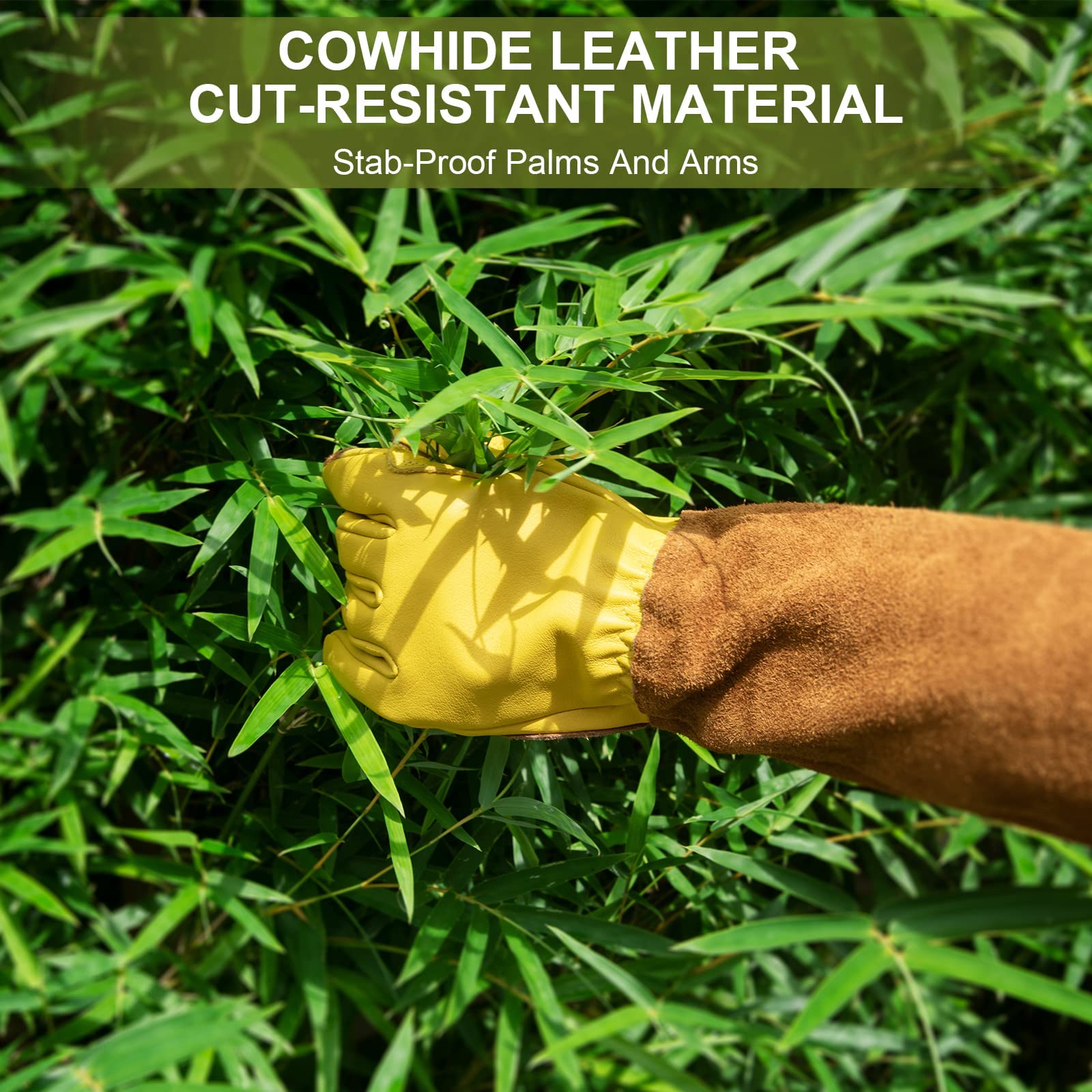 WOHEER guantes en uso podando rosas, seguridad al cortar espinas