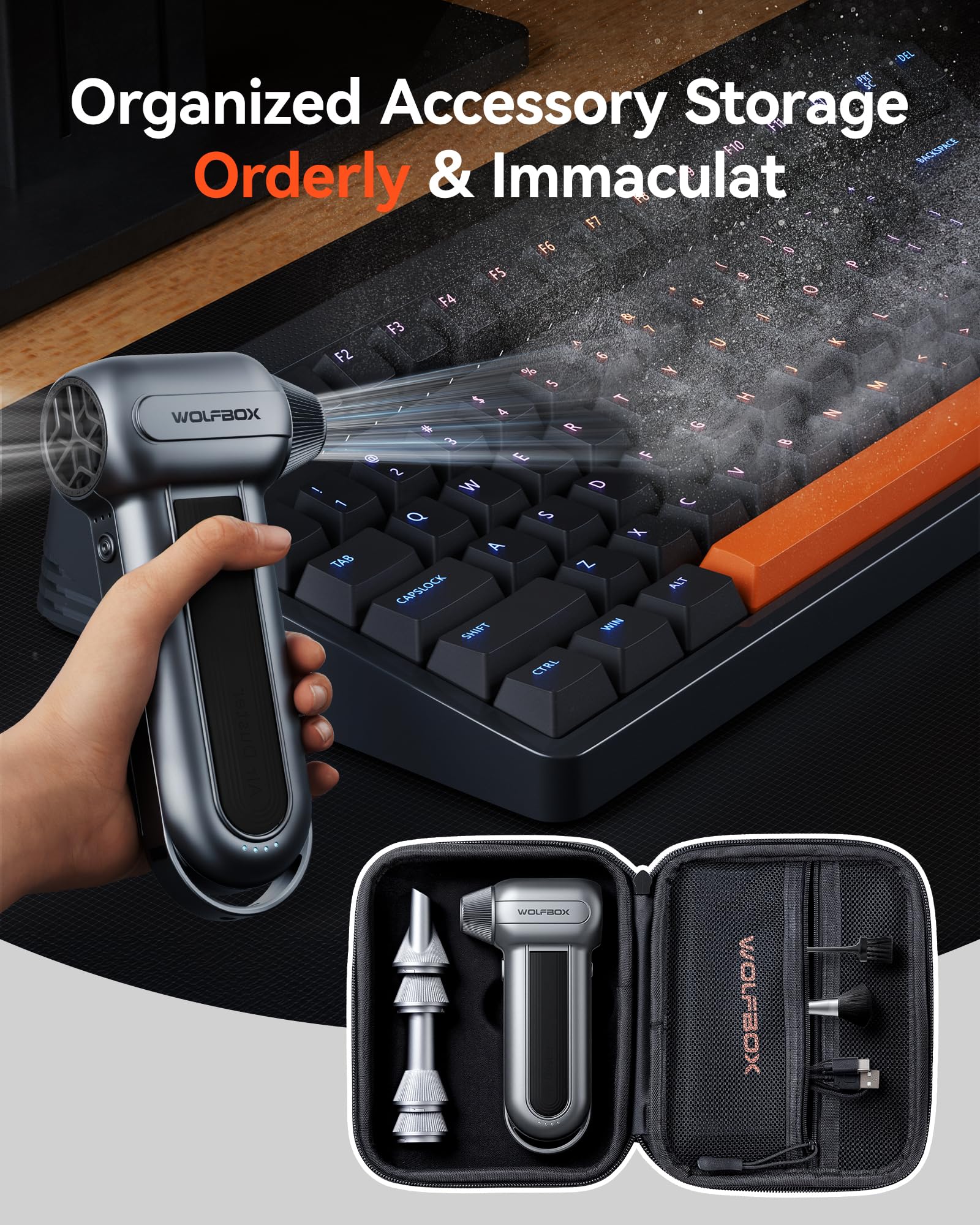 WOLFBOX cremallera sellada resistencia a salpicaduras y polvo